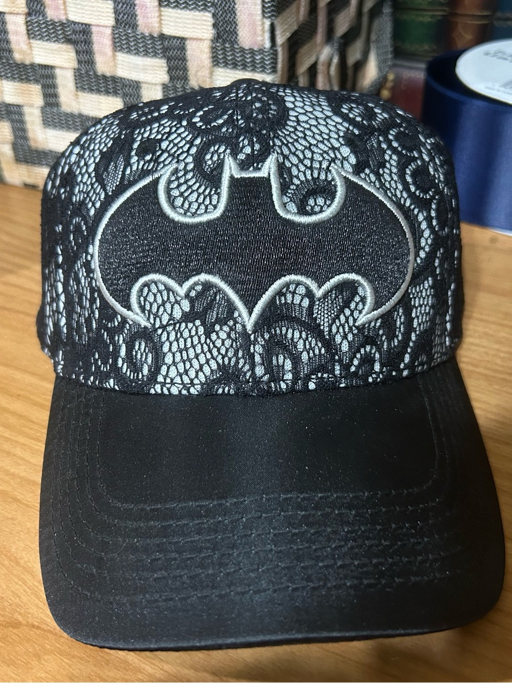 Black Lace Batman Logo Baseball Cap